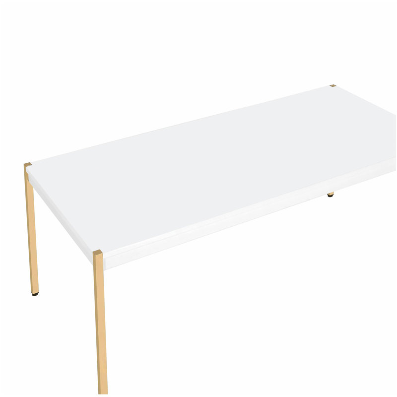 Table basse rectangulaire blanche et dorée