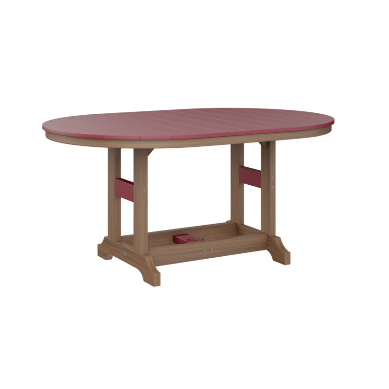 Garden Classic Outdoor Oval Bar Table, Scarlet Red, Antique Mahogany, 39.5" H x 44" W x 64" D