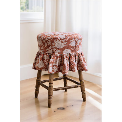 Farmhouse Hand Block Printed Barstool Slipcover 