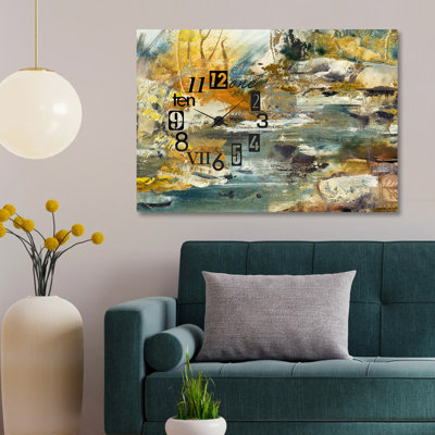 Horloge murale élégante 19,7 po x 27,6 po | Face 100% coton, structure 100% bois (épaisseur: 1,2 po) | Sans PVC, fonctionne avec 1 pile AA | Parfait pour le salon, la cuisine et le bureau