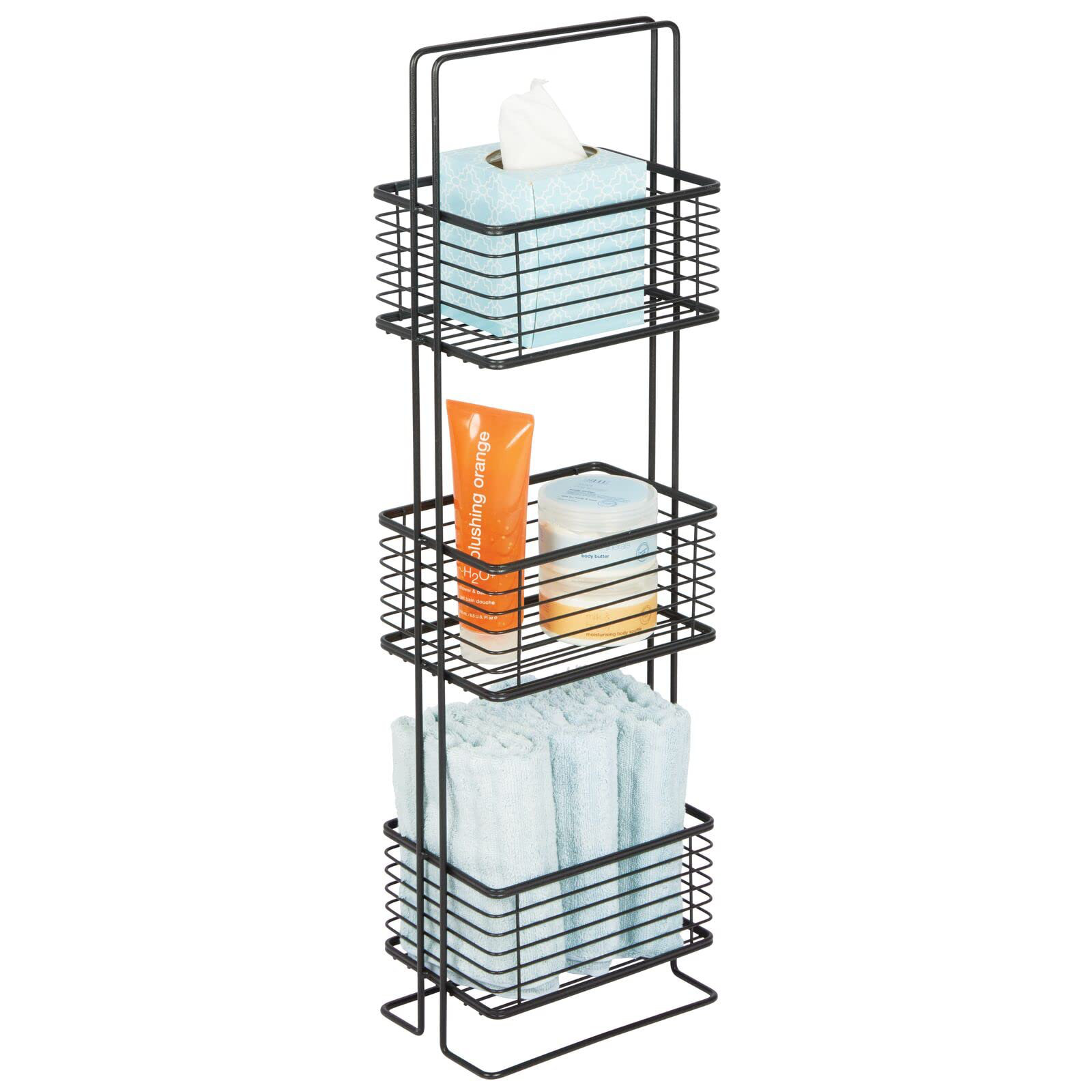 Rebrilliant Slim Metal Wire 3 Tier Free-Standing Bathroom Shelving Unit ...