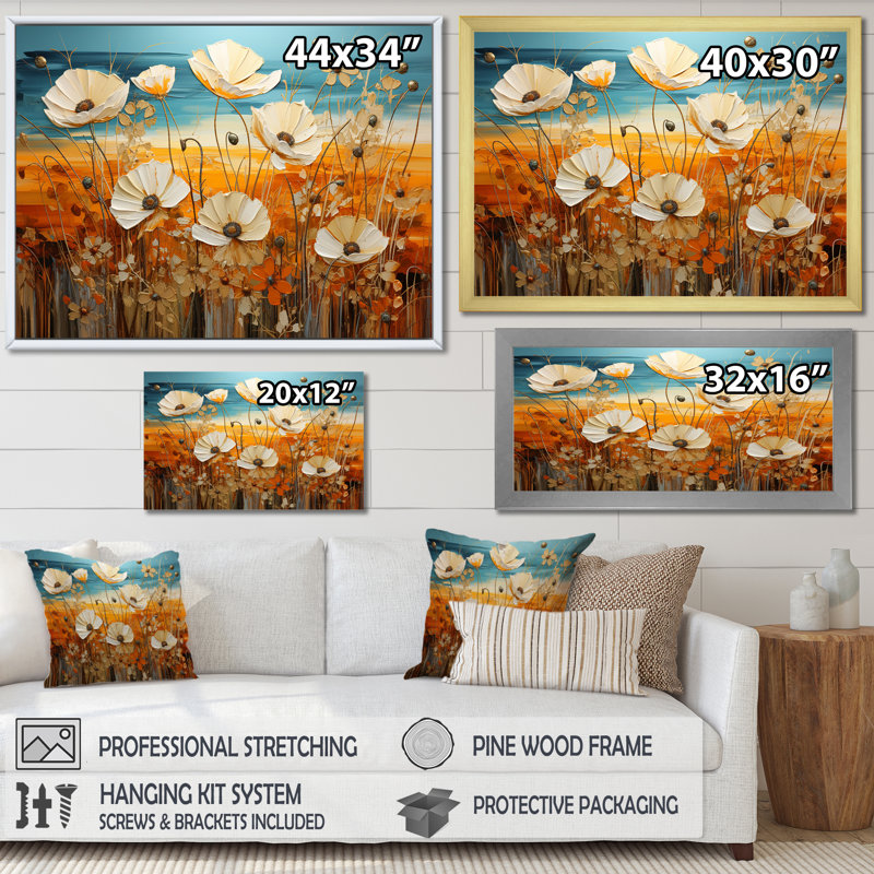 «Beautiful Warm Warm Field I», reproduction sur toile, Cadre naturel flottant, H 30 po x l 40 po x P 0,5 po