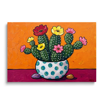 Nature morte de cactus multicolores sur toile, peinture à l'huile, œuvre d'art murale picturale pour salon, salle à manger et chambre
