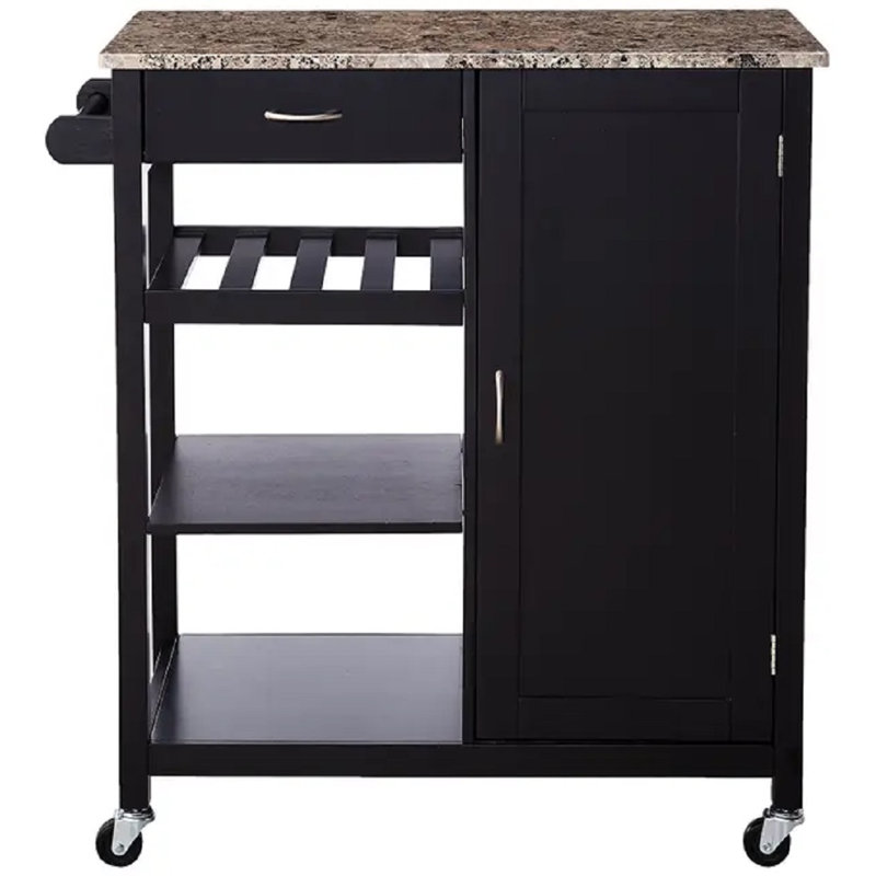 Marble Top Kitchen Cart, Black