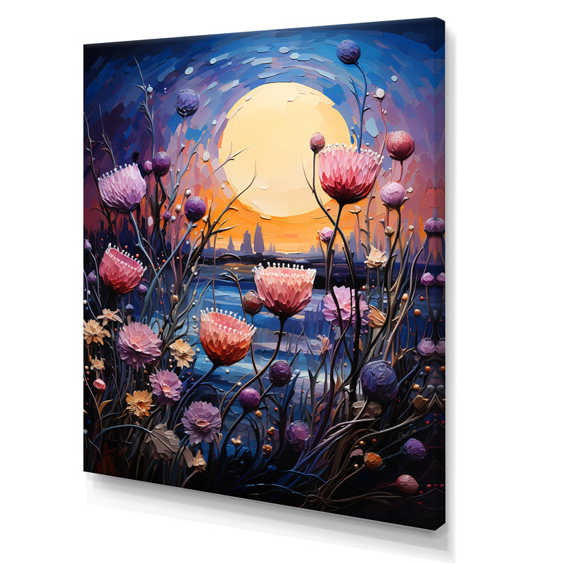 " Peach Thistle Symphony ", 20" H x 12" W x 1" D, Wrapped Canvas