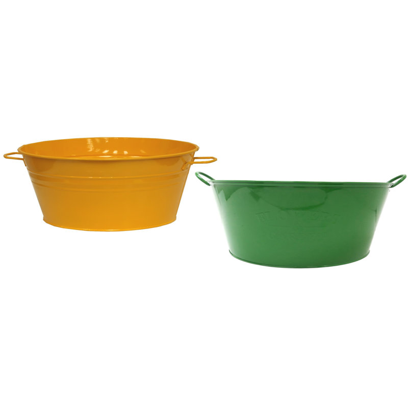 Ensemble de pots à fleurs en métal Lylian, Sauge / safran