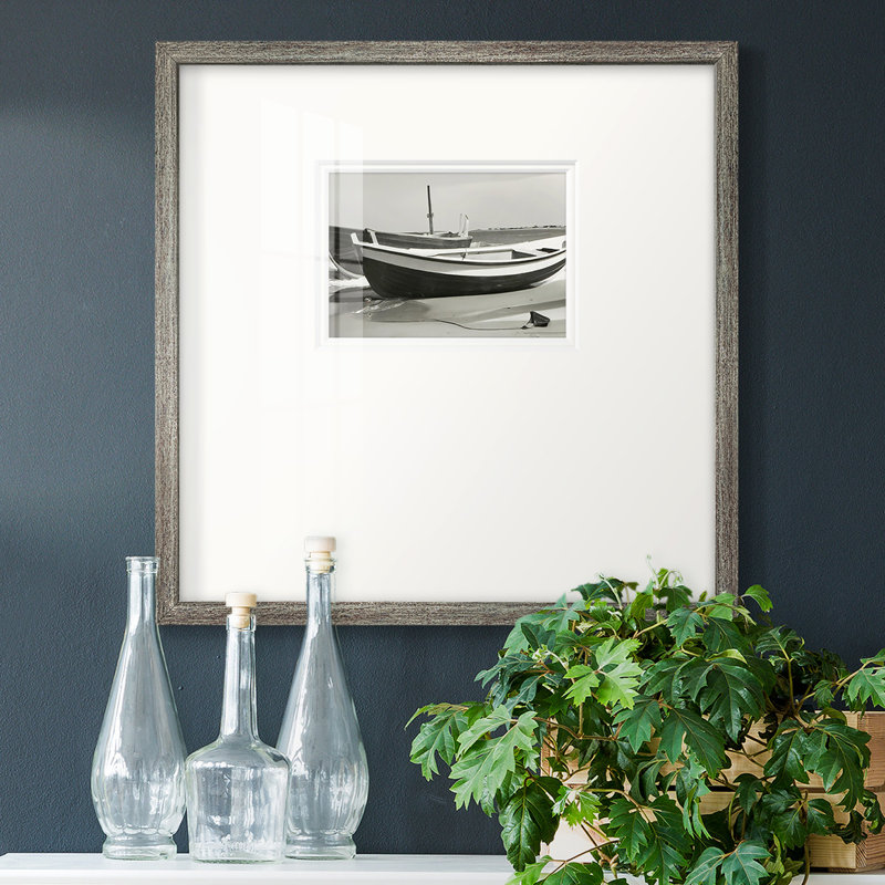 Bateau à rames rétro I, impression sur papier, H 17 po x l 17 po x P 1,25 po