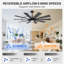 Grand 72 "Gariepy avec lumière, finition noire, pales réversibles, moteur à courant continu silencieux pour intérieur / extérieur-1472691590