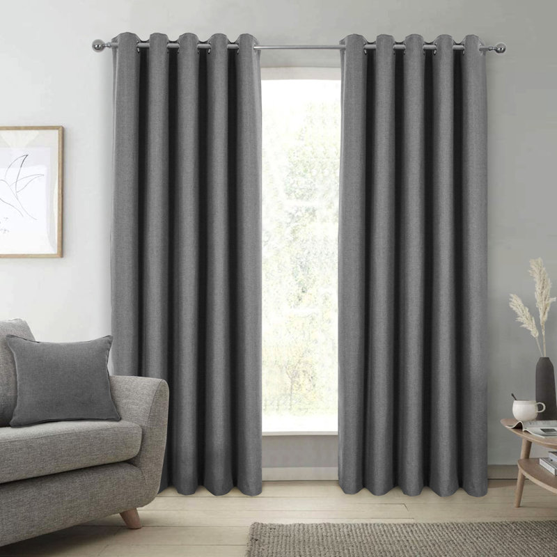 Altynai Blackout Curtain Pair, Grey, 165 W x 229 D cm