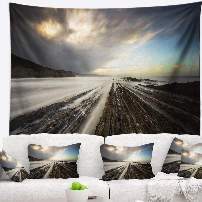 Artful en polyester mer côte atlantique en tapisserie avec accessoires suspendus inclus, H 78 po x l 92 po