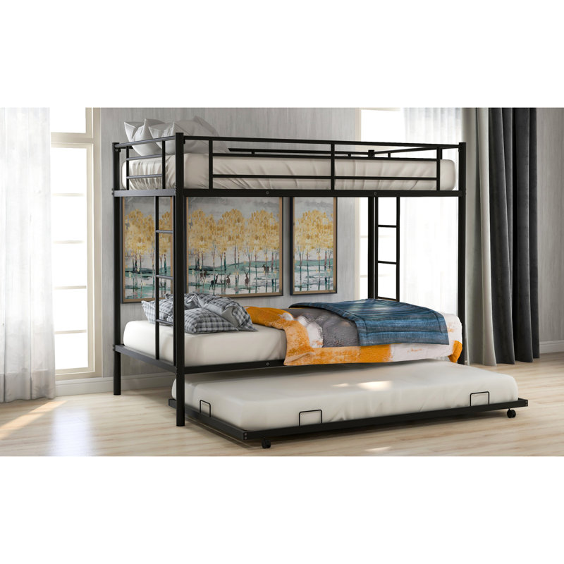 Lit superposé simple au-dessus d'un lit simple avec lit gigogne, noir (ANCIEN SKU: MF192387AAB), Noir, Très grand lit