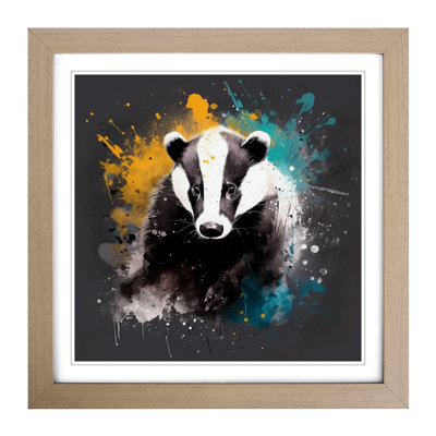 Badger Splatter Art - Framed Print