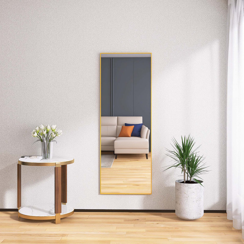 Miroir pleine grandeur trempé de 59 po x 16 po avec support, 65 po x 24 po , Doré