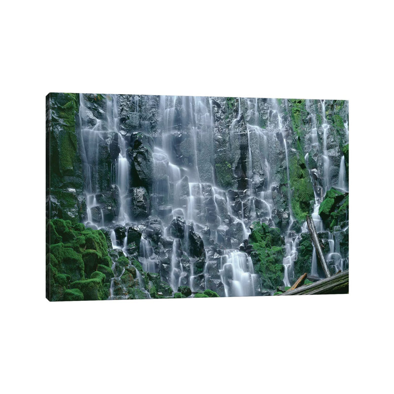 Or, Mount Hood Nf. Mount Hood Wilderness, Ramona Falls Is Formed By A Small Creek by John Barger - Wrapped Canvas Print