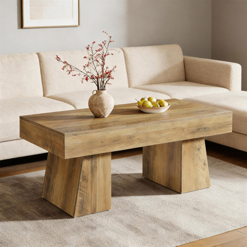 Table de salle à manger en bois, table de centre rectangulaire, table basse spacieuse