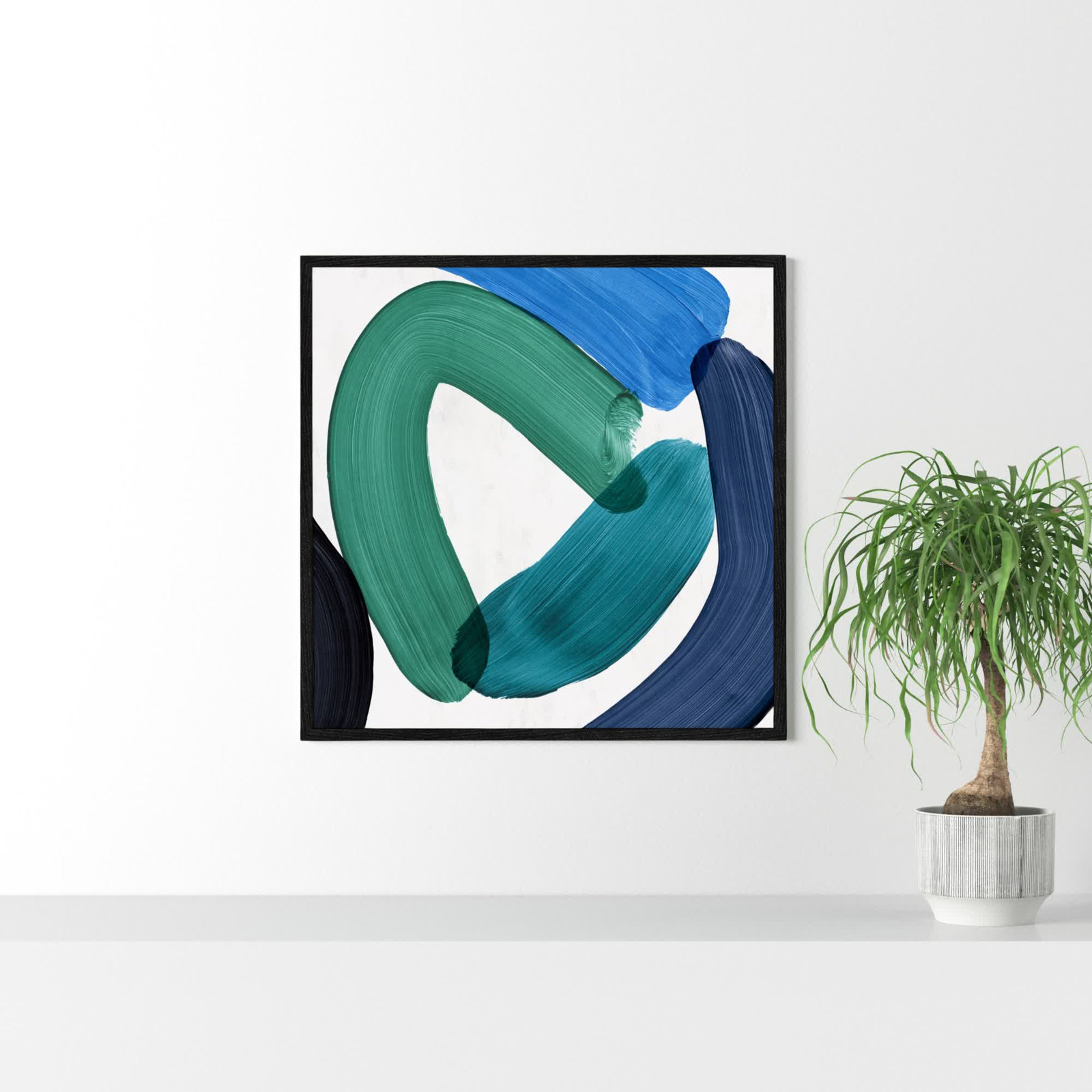 Smooth Bend I Painting, 17" H x 17" W x 0.75" D, Black Framed