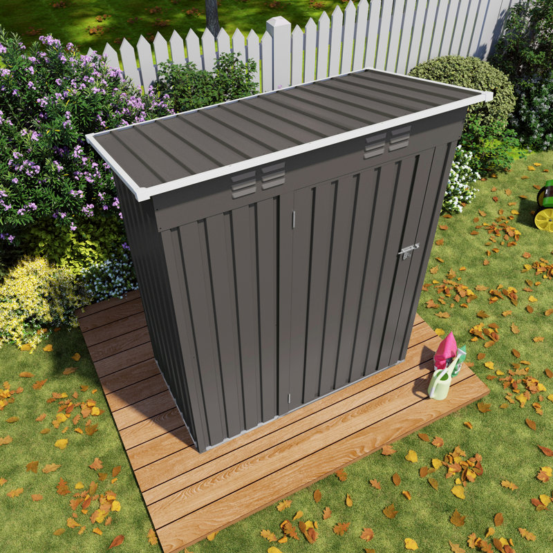 5x3 Ft Gray Metal Tool Shed For Backyard Storage - Quality Metal, Wind Structure, Lockable Security Garden And Outdoor Leisure , Quick Assembly With Instructions