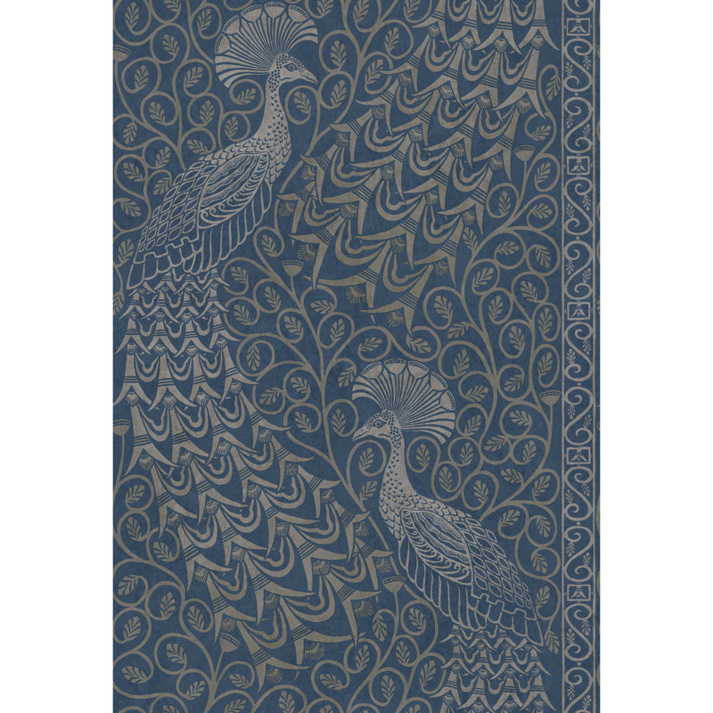 Metallic Wallpaper Roll, Blue/Silver