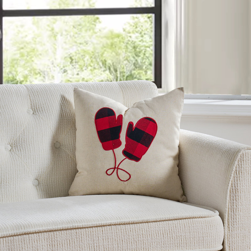 Housse de coussin Cottage Life, Alternative au duvet, Noir / Rouge