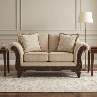 Halima Carved Wood Frame Loveseat