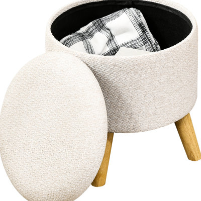 Upholstered Linen Footstool