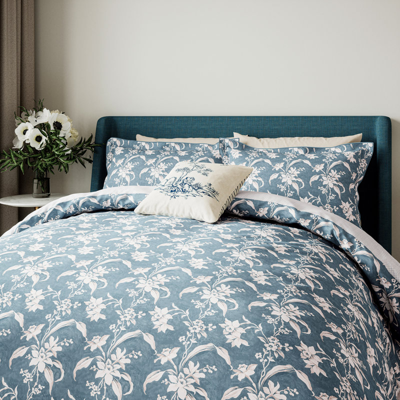 Daffodil Dreams Cotton Floral Bedding with Pillowcases Included, Double Dovet Cover + 2 Oxford Pillowcases