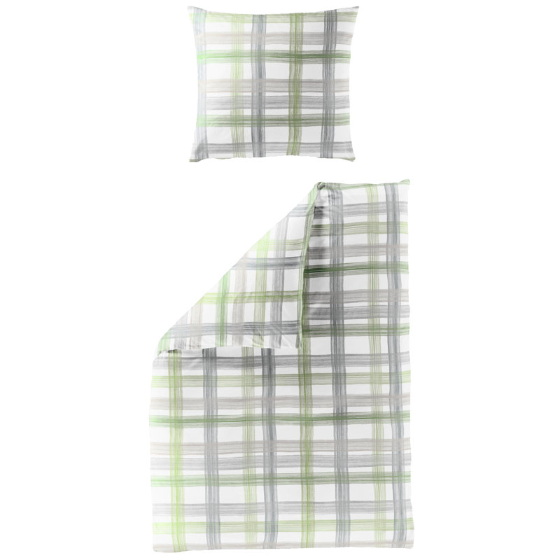 Plaid Duvet Cover Set with Pillowcases Included, Lind, 155 x 220cm Duvet Cover + 1 Standard Pillowcase