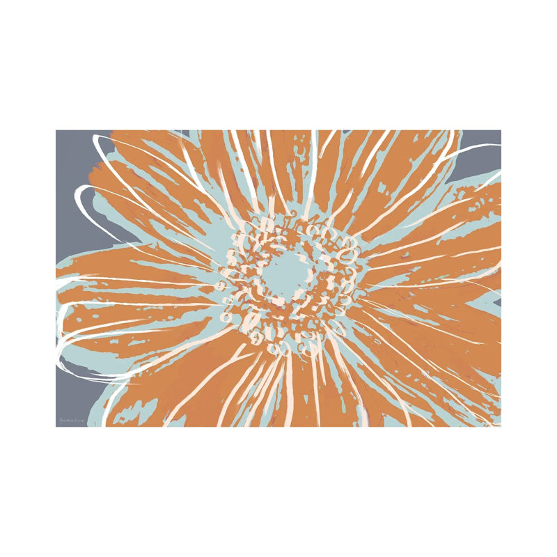 Flower Pop Sketch I-Blue And Orange by Marie Elaine Cusson - Wrapped Canvas Painting, 20.32 cm H x 30.48 cm W