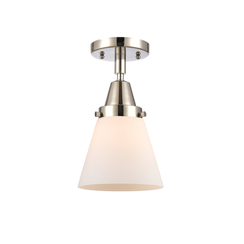 Plafonnier encastré en verre Amede, H 10 po x l 6,25 po x P 6,25 po, Nickel poli, Blanc mat