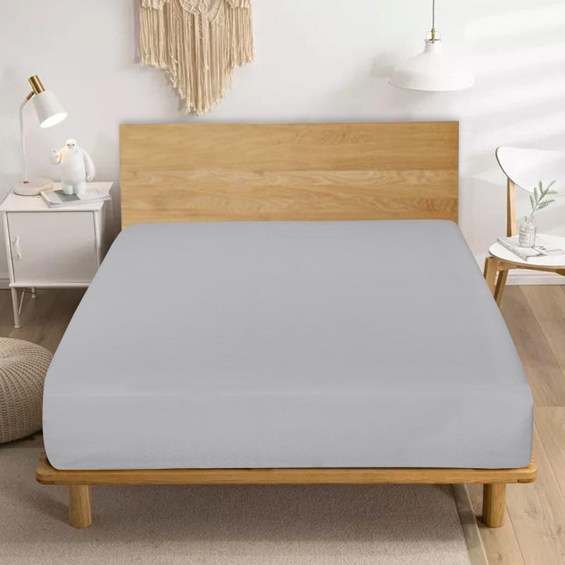 Amilda Polycotton Fitted Sheets, Double (4'6), Silver