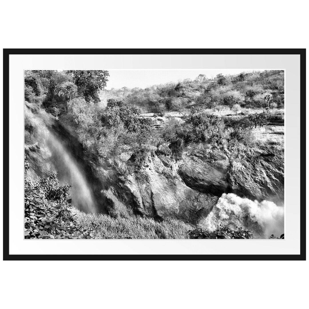 Gerahmtes Poster Regenbogen über Wasserfall