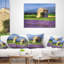 Coussin paysage imprimé maison dans le champ de lavande-373105995-373105975