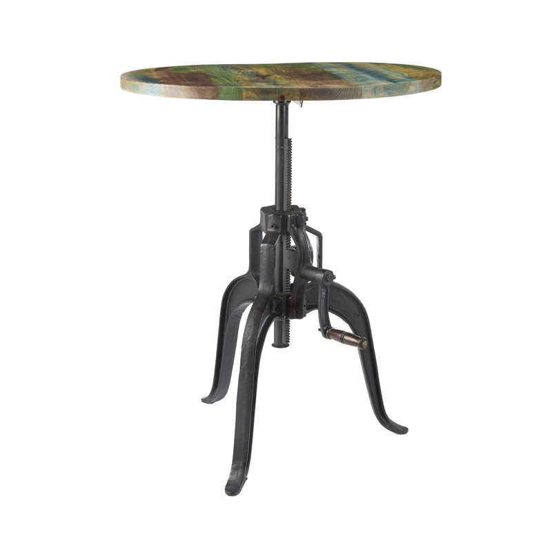 Manzo Round Solid Wood Top Metal Base Dining Table