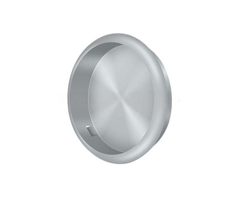 Poignée encastrée Deltana Rond Diamètre de 2 1/8 po; finition chrome satiné, Chrome brossé