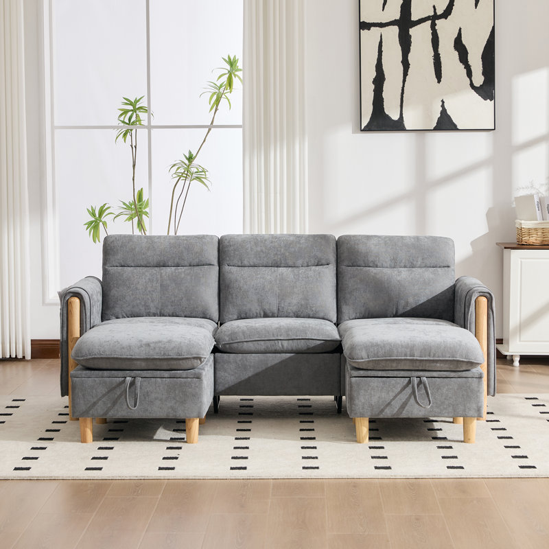 79" ModernSectional Sofa, U-Shape Chenille Couch with Storage Ottoman, Upholstered Sofa with Side Pockets for Living Room,Apartment