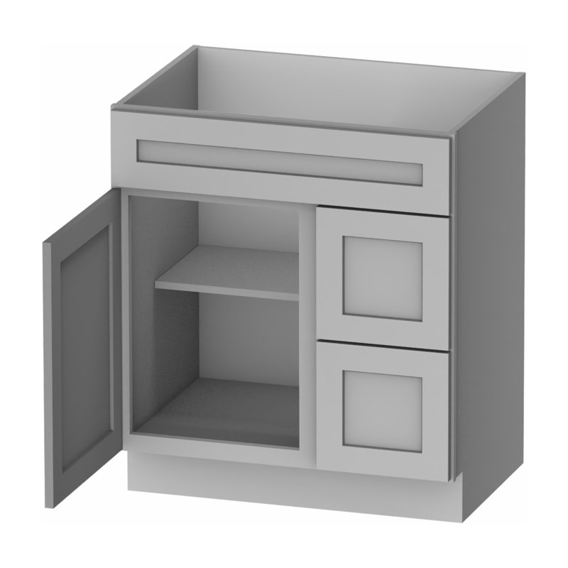 Meuble-lavabo Kindwood Eco Shaker à monter soi-même, largeur 76 cm (30 po), 2 tiroirs, gris, Grey, 30