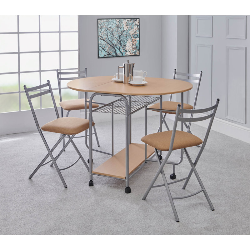 Lyusi 4 -Person Drop Leaf Dining Set, Oak