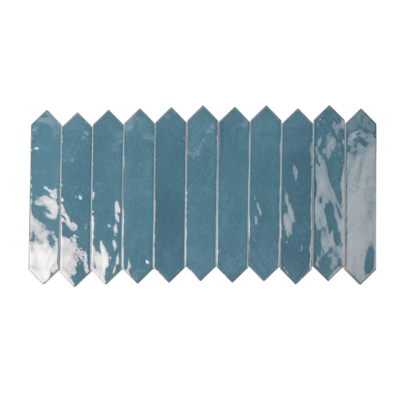 Festa 1.7'' W x 9.6'' L Ceramic Singular Tile, Teal Blue