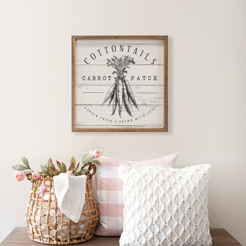 Cottontails Carrot Patch Whitewash, 12" H x 12" W x 1" D