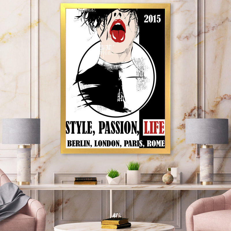 «Style Passion Life Fashion Girl», impression sur toile, H 32 po x l 24 po x P 1 po, Cadre doré