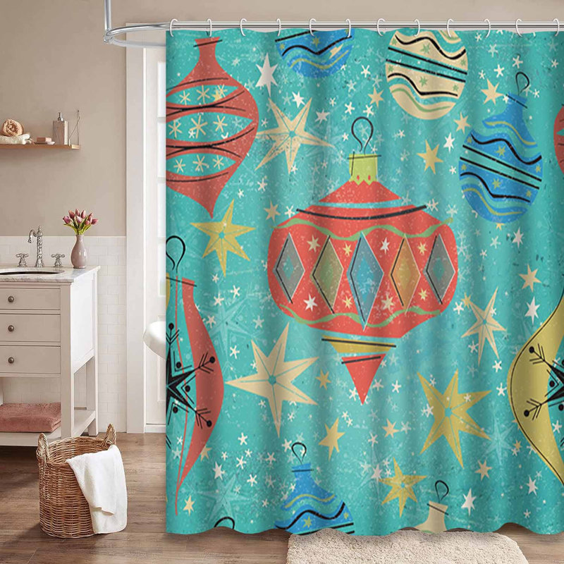 Rideau de douche imperméable en forme d'étoile dorée avec 12 crochets, L 72 po x l 84 po