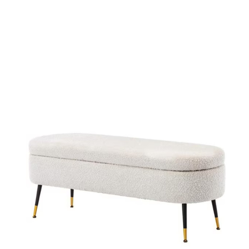 Banc de rangement rembourré en laine Montasir