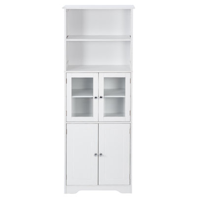 Tall Freestanding Floor Cabinet With Shelves And Doors