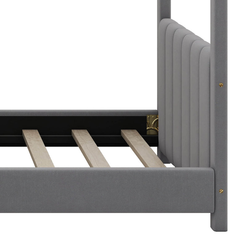 Structure de lit simple, lit en velours pour enfants, lits plateforme en bois avec lattes Montessori, aucun sommier tapissier requis