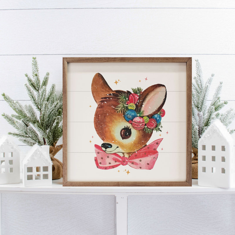 Pink Bow Deer White