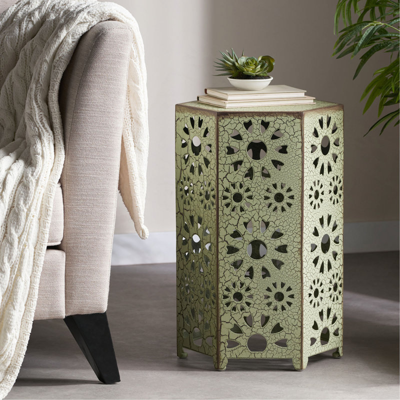 Table d'appoint avec motif découpé Sunburst, Vert