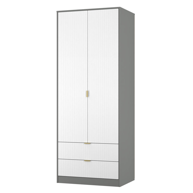 Becklyn Manufactured Wood Wardrobe, White/Dusk Grey