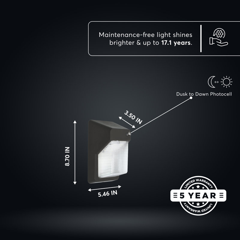 Éclairage de sécurité d'extérieur à DEL - 1500 lumens, 4000 K, 15 W, crépuscule à l'aube, lumières de sécurité d'extérieur - bronze