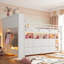 Lit mezzanine Nook Twin Low en métal pour enfants avec tiroirs de rangement et éclairage DEL-135825274