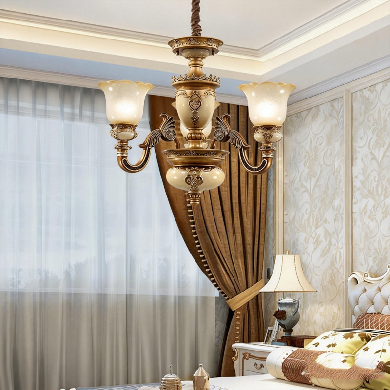 European Retro Style Chandelier Light, 20.8'' H X 23.6'' W X 23.6'' D, 3 Lights